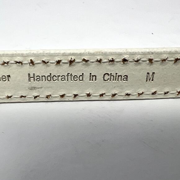 Vintage Y2K Tommy Hilfiger Cream Leather Monogram Belt M Rare main image 6